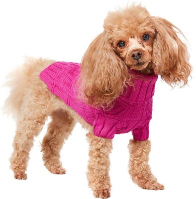 Show full view: Frisco Basketweave Dog & Cat Turtleneck Sweater, Pink, X-Small slide 2 of 11
