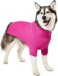 Frisco Basketweave Dog & Cat Turtleneck Sweater, Pink, XX-Large