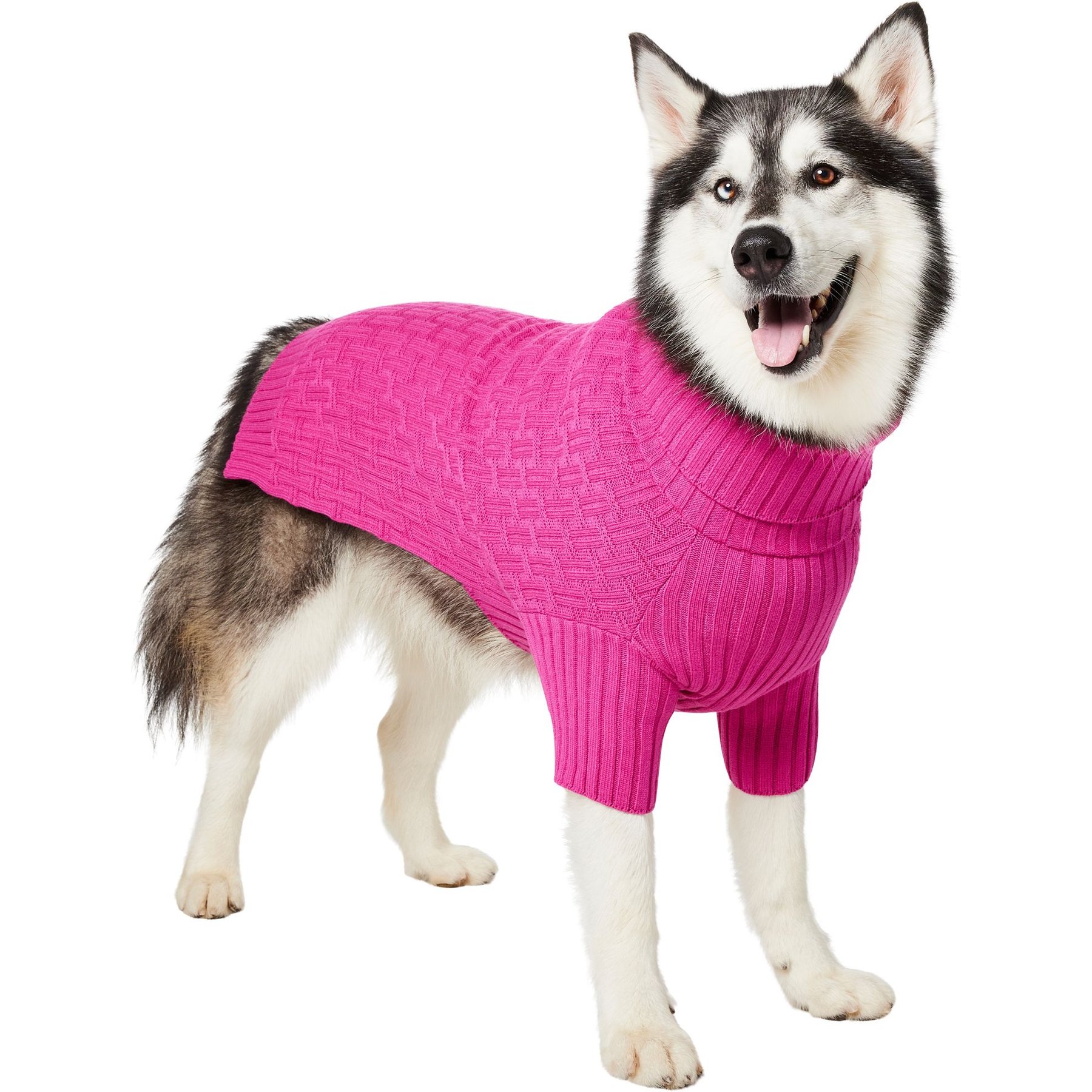 Frisco Basketweave Dog & Cat Turtleneck Sweater, Pink, XX-Large