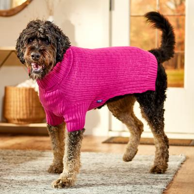 Show full view: Frisco Basketweave Dog & Cat Turtleneck Sweater, Pink, XX-Large slide 6 of 10
