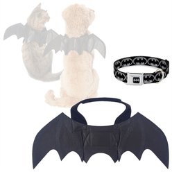 Frisco Bat Wings Dog & Cat Costume, X-Small/Small + Buckle-Down Batman Shield Dog Collar, Small: 9.5 to 13-in neck, 1-in wide