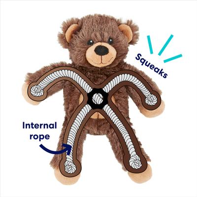 Show full view: Frisco Bear Plush with Inside Rope Squeaky Dog Toy, Medium slide 3 of 7