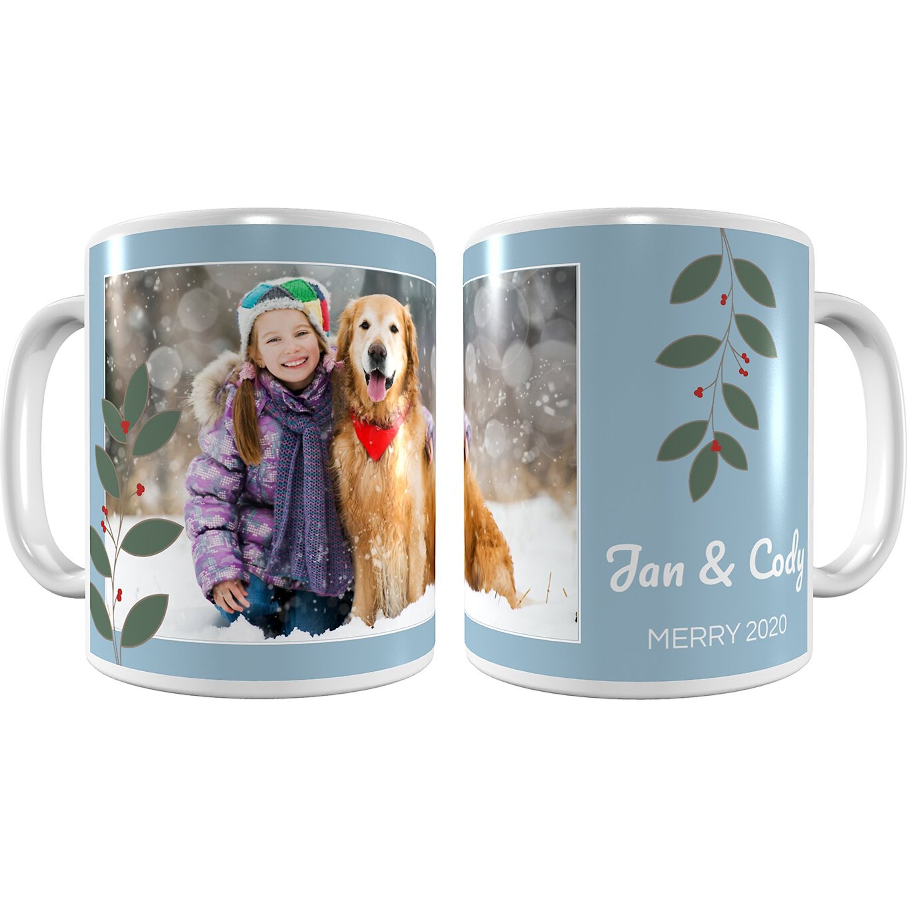 Frisco Berry Garland White Personalized Coffee Mug, 11-oz