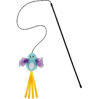 Frisco Bird with Feathers Teaser Wand Cat Toy with Catnip, Blue slide 1 of 4