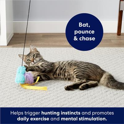 Show full view: Frisco Bird with Feathers Teaser Wand Cat Toy with Catnip, Blue slide 3 of 5