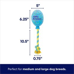 Frisco Birthday Balloon Plush with Rope Squeaky Dog Toy, Blue, Medium/Large slide 2 of 5