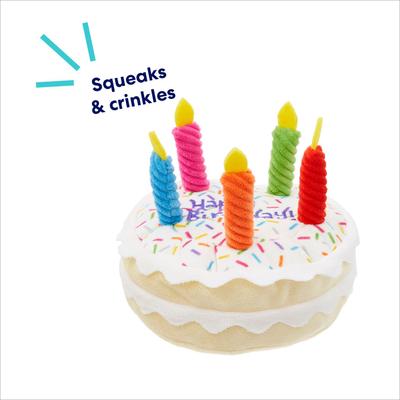 Show full view: Frisco Birthday Cake Plush Squeaky Dog Toy, Medium slide 4 of 7