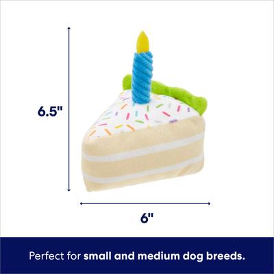 Show full view: Frisco Birthday Cake Slice Plush Squeaky Dog Toy, Small/Medium slide 2 of 7