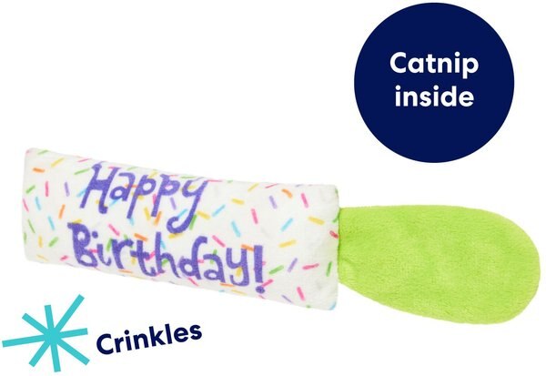 Frisco Birthday Confetti Plush Kicker Cat Toy with Catnip