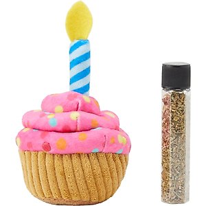 Frisco Birthday Cupcake Plush Cat Toy with Refillable Catnip