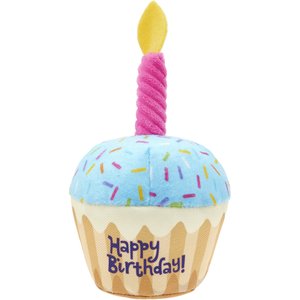 Frisco Birthday Cupcake Plush Squeaky Dog Toy, Small/Medium