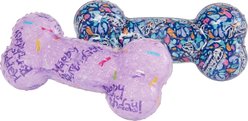 Frisco Birthday TPR Fetch Bone Squeaky Dog Toy, Medium/Large, 2 count