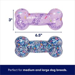 Frisco Birthday TPR Fetch Bone Squeaky Dog Toy, Medium/Large, 2 count slide 2 of 6
