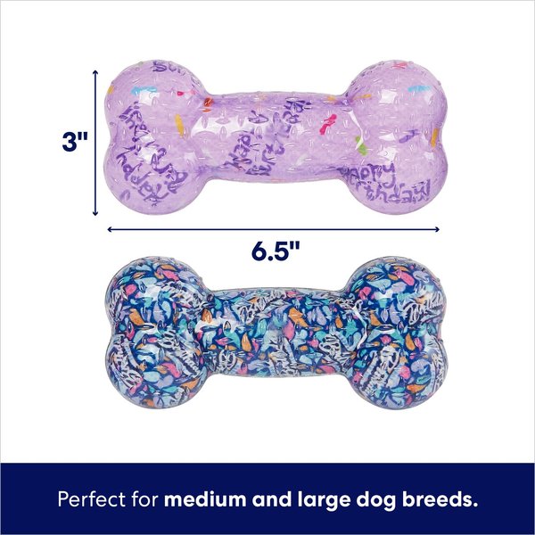 Show full view: Frisco Birthday TPR Fetch Bone Squeaky Dog Toy, Medium/Large, 2 count slide 2 of 7