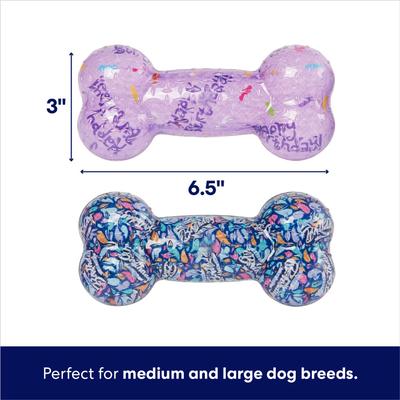 Show full view: Frisco Birthday TPR Fetch Bone Squeaky Dog Toy, Medium/Large, 2 count slide 3 of 8