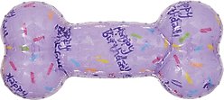 Frisco Birthday TPR Fetch Bone Squeaky Dog Toy, Purple, Medium/Large