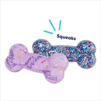Show full view: Frisco Birthday TPR Fetch Bone Squeaky Dog Toy, Small/Medium, 2 count slide 3 of 7