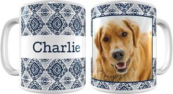 Frisco Boho Damask White Personalized Coffee Mug, 11-oz