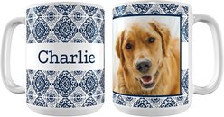 Frisco Boho Damask White Personalized Coffee Mug, 15-oz