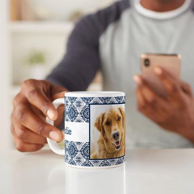 Show full view: Frisco Boho Damask White Personalized Coffee Mug, 15-oz slide 5 of 7