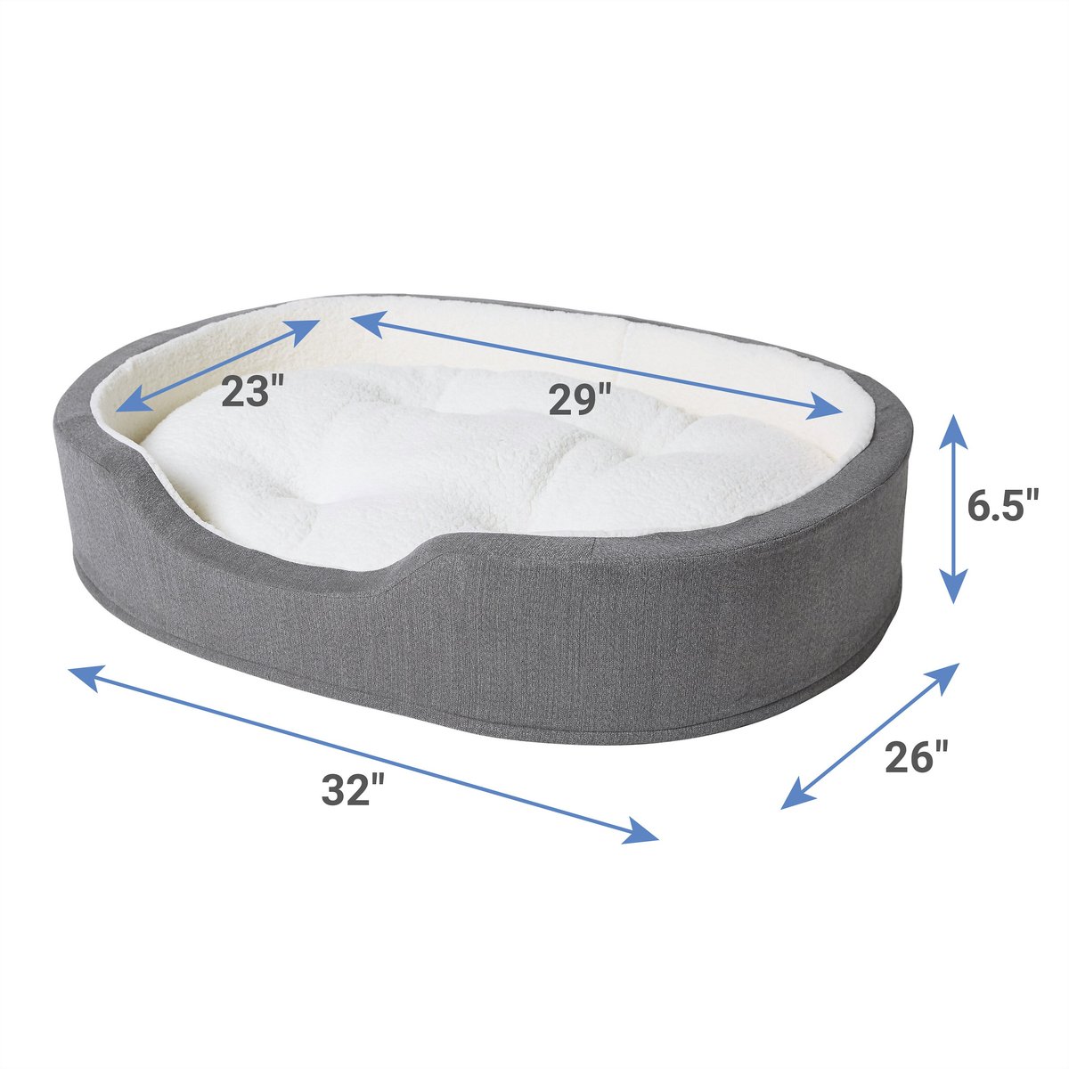 Me & My Pets Grey Cat Bed with Bolster Cushion
