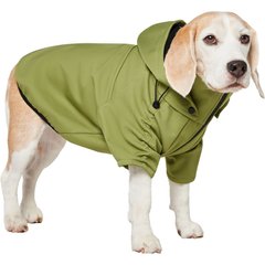 Frisco Bonded Wind & Water Resistant Dog & Cat Coat With Removable Hood, Green, Medium