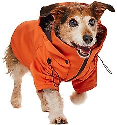 Frisco Bonded Wind & Water Resistant Dog & Cat Coat With Removable Hood, Orange, Medium