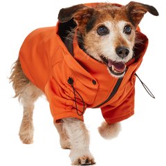 Frisco Bonded Wind & Water Resistant Dog & Cat Coat With Removable Hood, Orange, Medium