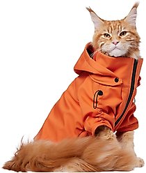 Frisco Bonded Wind & Water Resistant Dog & Cat Coat With Removable Hood, Orange, Small