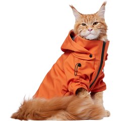 Frisco Bonded Wind & Water Resistant Dog & Cat Coat With Removable Hood, Orange, Small
