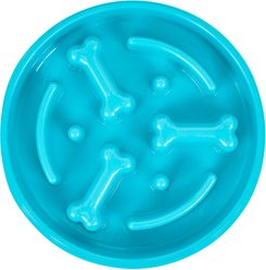 Frisco Bone Shaped Ridges Slow Feed Bowl, Blue, Medium: 3 cup