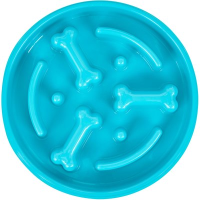Frisco Frisco Bone Shaped Ridges Slow Feed Bowl, Blue, Medium: 3 cup