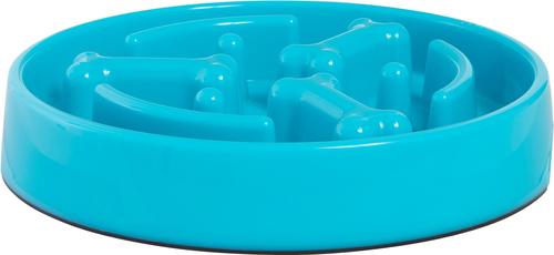 Show full view: Frisco Bone Shaped Ridges Slow Feed Bowl, Blue, Medium: 3 cup slide 3 of 8