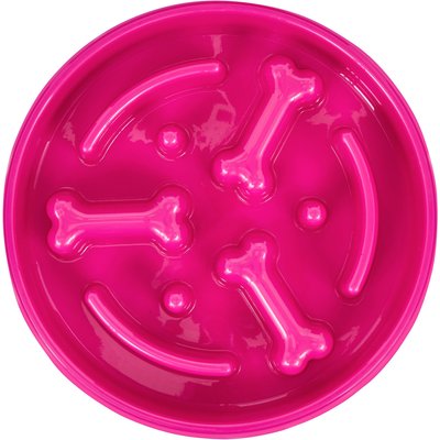 Frisco Frisco Bone Shaped Ridges Slow Feed Bowl, Pink, Medium: 3 cup