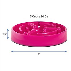 Frisco Bone Shaped Ridges Slow Feed Bowl, Pink, Medium: 3 cup slide 2 of 6