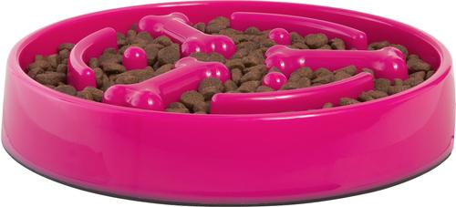 Show full view: Frisco Bone Shaped Ridges Slow Feed Bowl, Pink, Medium: 3 cup slide 4 of 8