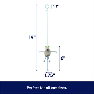 Show full view: Frisco Bouncy Mouse Plush Teaser Cat Toy with Catnip, Blue slide 3 of 7