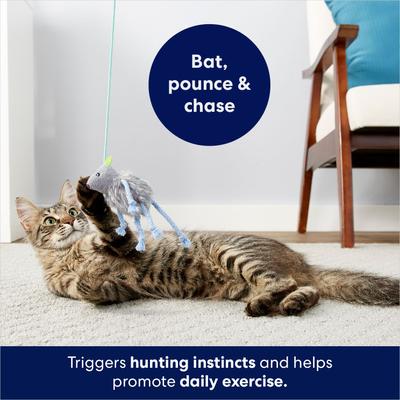 Show full view: Frisco Bouncy Mouse Plush Teaser Cat Toy with Catnip, Blue slide 5 of 7