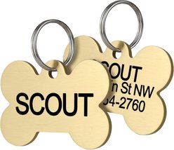 Frisco Brass Personalized Dog & Cat ID Tag, Bone, Small
