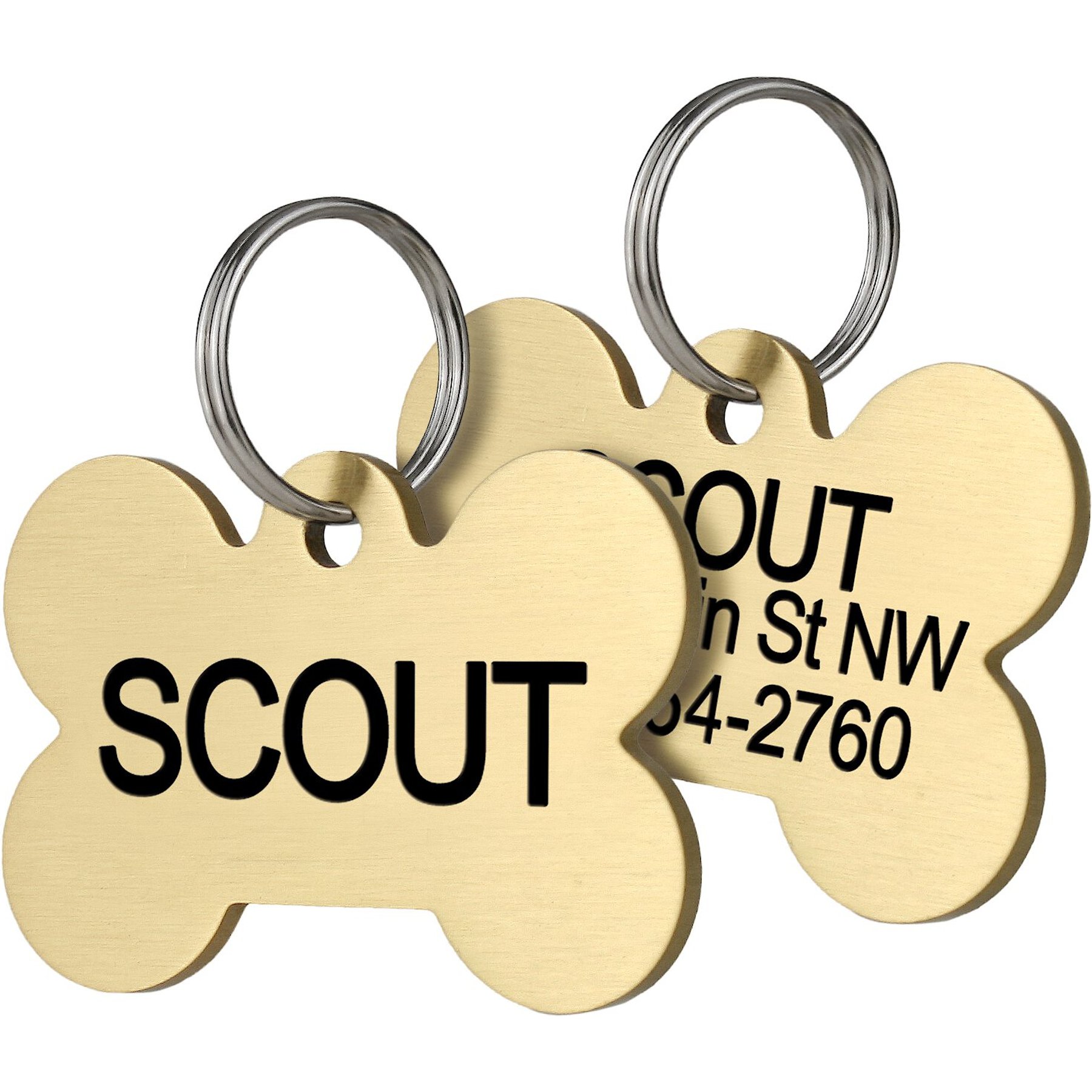 Frisco Brass Personalized Dog & Cat ID Tag, Bone, Small