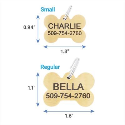 Show full view: Frisco Brass Personalized Dog & Cat ID Tag, Bone, Small slide 2 of 6