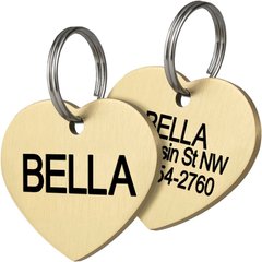 Frisco Brass Personalized Dog & Cat ID Tag, Heart, Regular