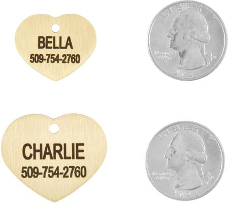 Show full view: Frisco Brass Personalized Dog & Cat ID Tag, Heart, Small slide 4 of 6