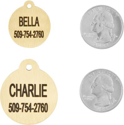 Show full view: Frisco Brass Personalized Dog & Cat ID Tag, Round, Regular slide 4 of 6