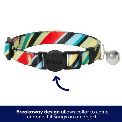 Show full view: Frisco Breakaway Cat Collar with Bell, Diagonal Night Stripe, 8 to 12-in neck, 3/8-in wide slide 4 of 9