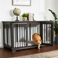 Frisco "Broadway" Dog Crate Credenza & Mat Kit, Black, 53 x 24.3 x 27.2 inches