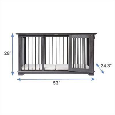 Show full view: Frisco "Broadway" Dog Crate Credenza & Mat Kit, Black, 53 x 24.3 x 27.2 inches slide 2 of 10