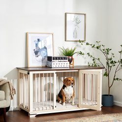 Frisco "Broadway" Dog Crate Credenza & Mat Kit, White, 53 x 24.3 x 27.2 inches