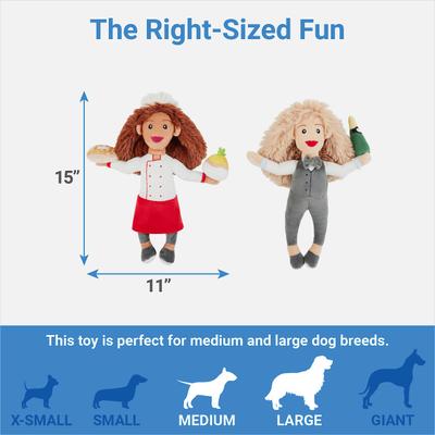 Show full view: Frisco Brunch Chef & Waitress Plush Squeaky Dog Toy, 2 count slide 3 of 6