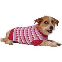 Frisco Bubble Knit Multi Striped Mock Neck Dog & Cat Sweater, Pink, Medium